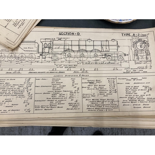 176 - A QUANTITY OF BLUE PRINTS FOR STEAM TRAINS