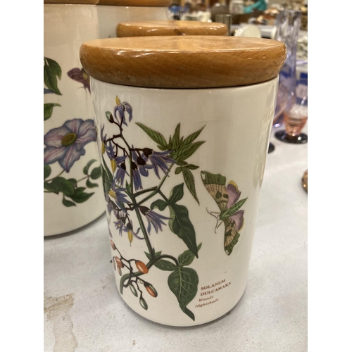 232 - SIX PORTMEIRION 'BOTANIC' STORAGE JARS AND A UTENSIL JAR