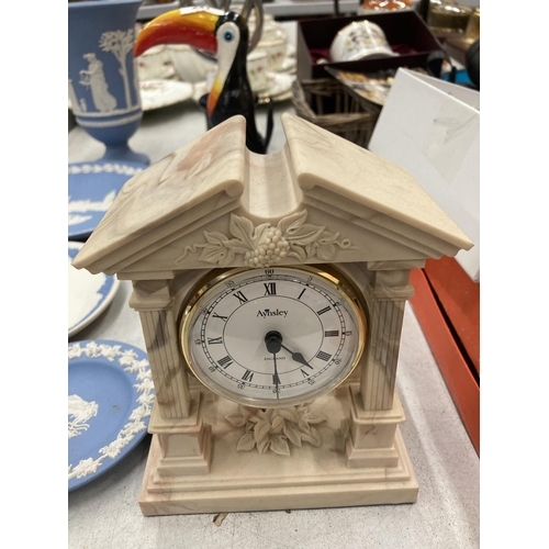 240 - THREE MANTLE CLOCKS TO INCLUDE AYNSLEY, ETC