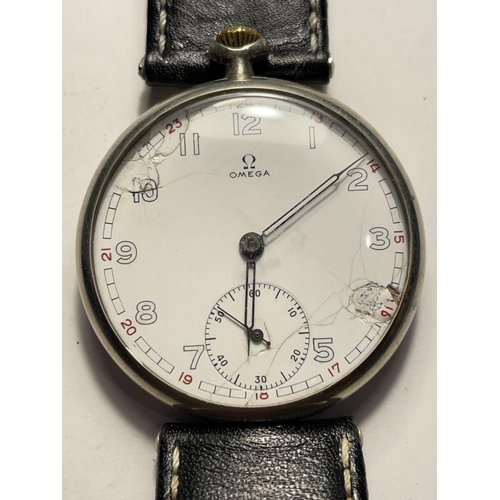 541 - AN OMEGA 1920'S WRIST WATCH WITH OVER SIZED TICKING