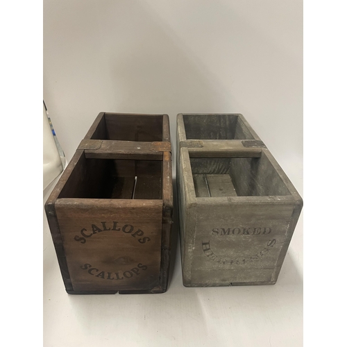 87 - TWO VINTAGE STLYE WOODEN BOXES