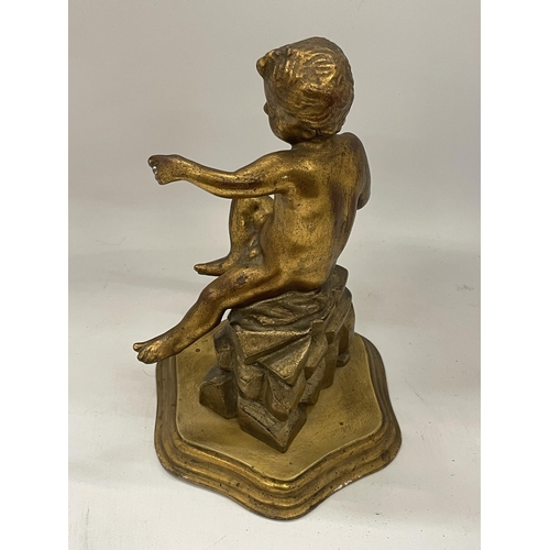 96 - A GILT EFFECT CHERUB FIGURE