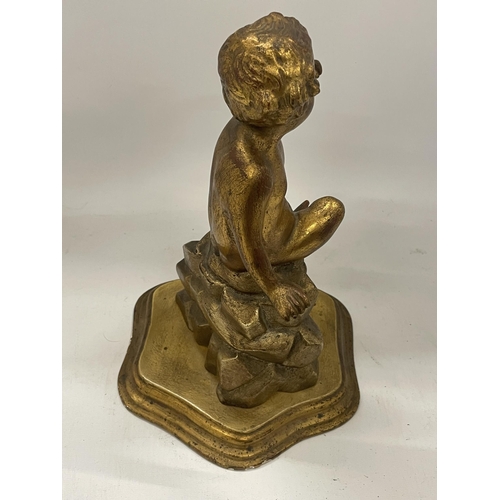 96 - A GILT EFFECT CHERUB FIGURE