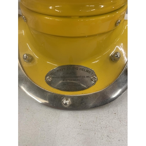 250 - A YELLOW AND CHROME REPLICA DIVERS HELMET