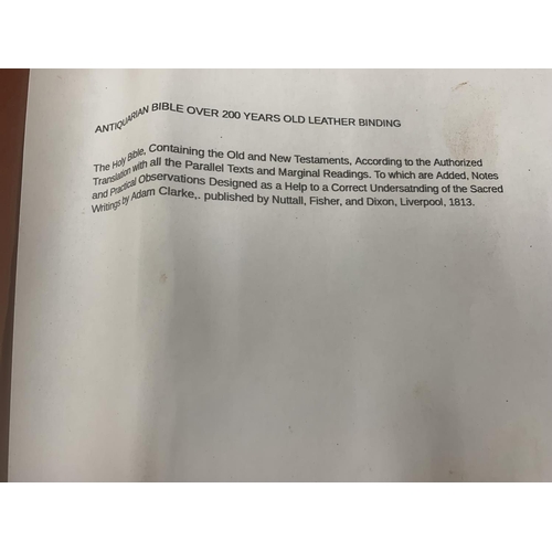 275 - A LARGE ANTIQUARIAN BIBLE OVER 200YEARS OLD PUBLISHED BY NUTTALL, FISHER AND DIXON, LIVERPOOL, 1813