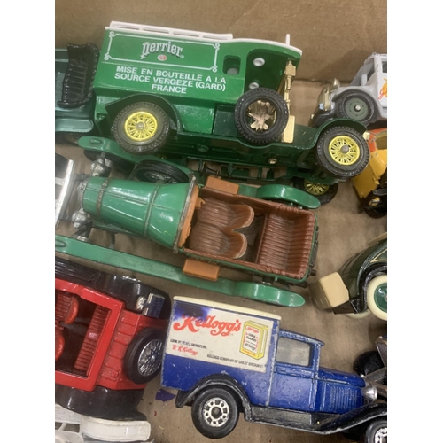 279 - A QUANTITY OF VINTAGE VANS AND CARS BY LLEDO, MATCHBOX, ETC