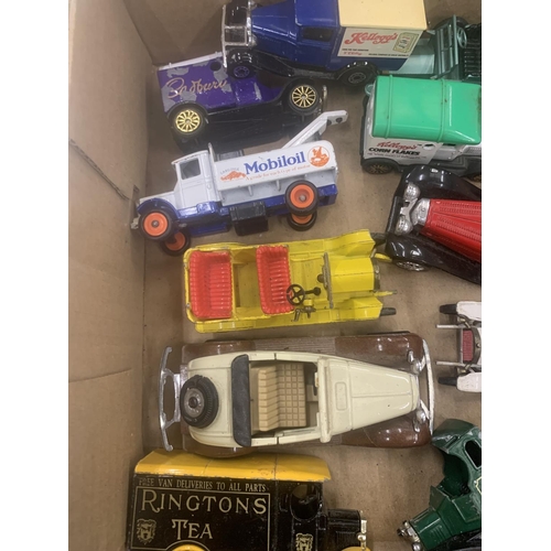 279 - A QUANTITY OF VINTAGE VANS AND CARS BY LLEDO, MATCHBOX, ETC