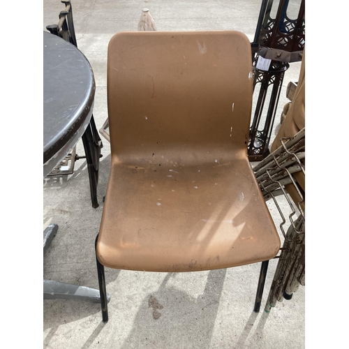 3582 - SEVEN BROWN PLASTIC STACKING CHAIRS