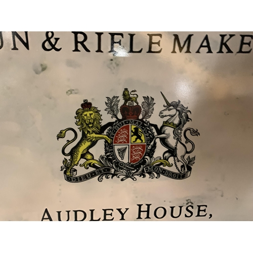 229A - A JAMES PURDEY & SONS GUN & RIFLE MAKERS TIN SIGN 70CM X 50CM