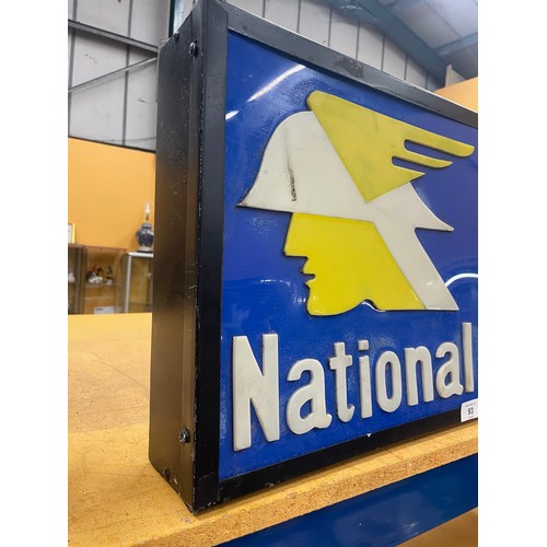 93 - A NATIONAL ILLUMINATED BOX SIGN