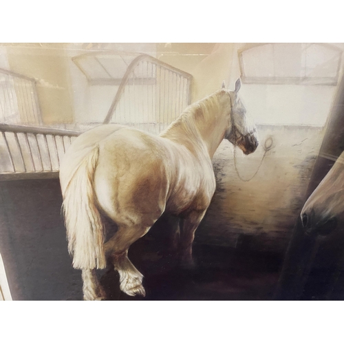 120A - A MIKE BURR PENCIL SIGNED LIMITED EDITION HORSE PRINT - 'SILENT RAPPORT'