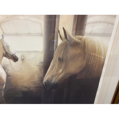 120A - A MIKE BURR PENCIL SIGNED LIMITED EDITION HORSE PRINT - 'SILENT RAPPORT'