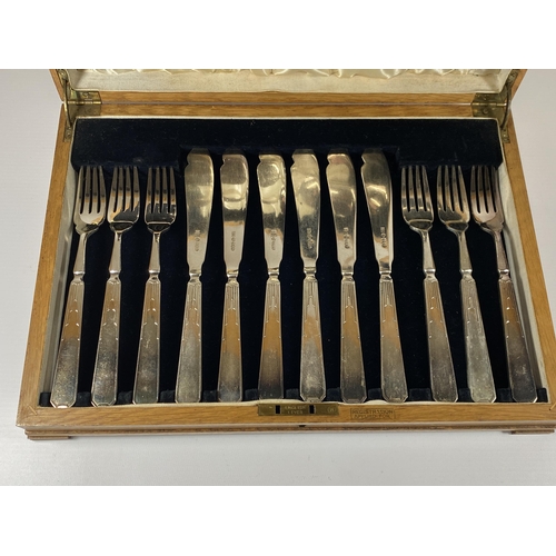 63 - AN ART DECO SILVER PLATED CANTEEN OF CUTLERY