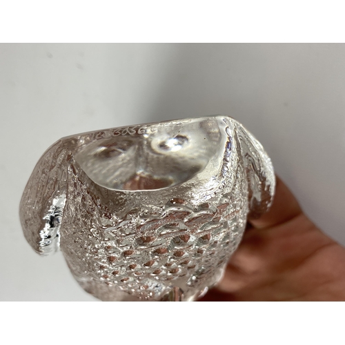 64 - A SIGNED GLASS OWL PAPERWEIGHT