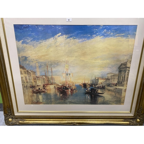 66 - A LARGE GILT FRAMED JOSEPH MALLORD WILLIAM TURNER REPRODUCTION PRINT OF THE GRAND CANAL, VENICE, 106... 