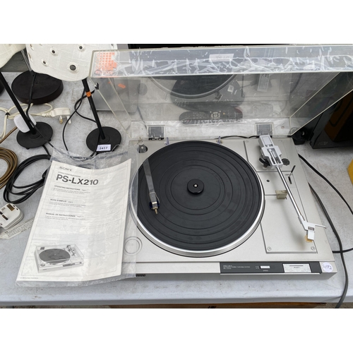 2415 - A SONY PS-LX210 RECORD PLAYER