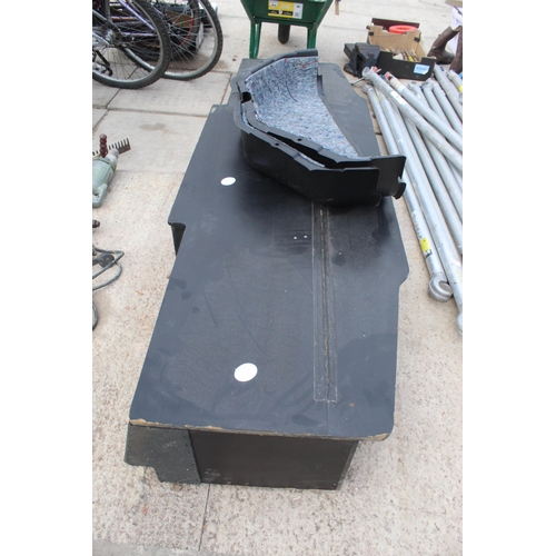 502 - TWO PLASTIC WHEEL ARCHES AND A WOODEN VEHICLE PARCEL SHELF NO VAT