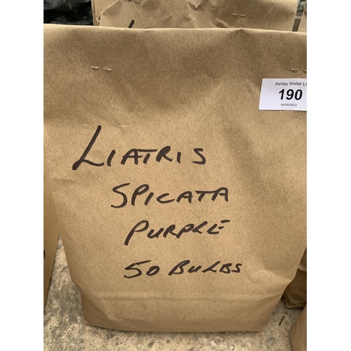 190 - FIFTY LIATRIS SPICATA PURPLE BULBS + VAT