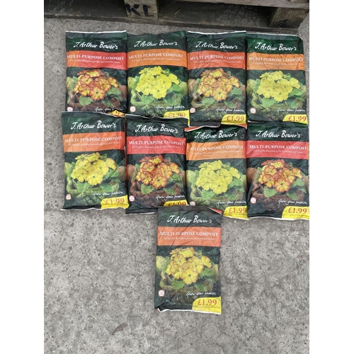 233 - TEN 2KG BAGS OF J ARTHUR BOWERS MULTI PURPOSE COMPOST NO VAT