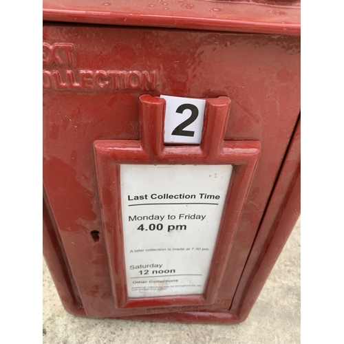 52 - A RED POST BOX WITH KEYS + VAT