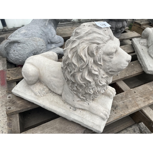 115 - TWO CONCRETE LION FIGURES NO VAT