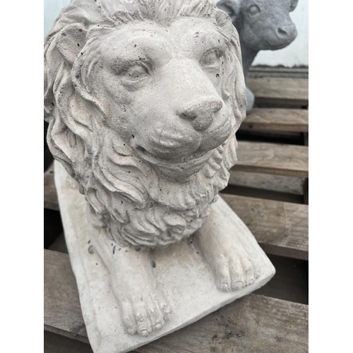 115 - TWO CONCRETE LION FIGURES NO VAT