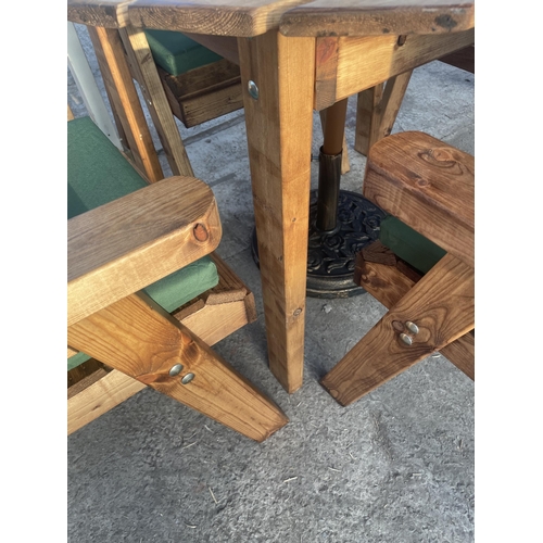 269 - AN AS NEW, EX DISPLAY CHARLES TAYLOR PATIO DINING SET COMPRISING OF A CIRCULAR TABLE, FOUR CHAIRS WI... 