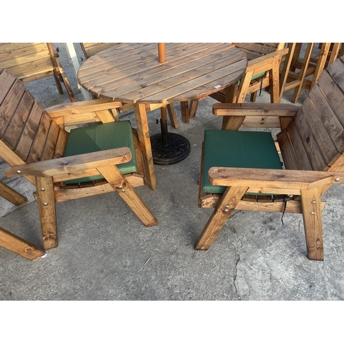 269 - AN AS NEW, EX DISPLAY CHARLES TAYLOR PATIO DINING SET COMPRISING OF A CIRCULAR TABLE, FOUR CHAIRS WI... 