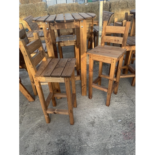 270 - AN AS NEW, EX DISPLAY CHARLES TAYLOR PATIO SEATING SET TO INCLUDE A TALL BAR TABLE AND FOUR BAR STOO... 