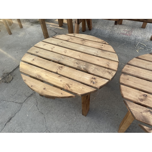 277 - TWO AS NEW, EX DISPLAY CHARLES TAYLOR GARDEN TABLES + VAT