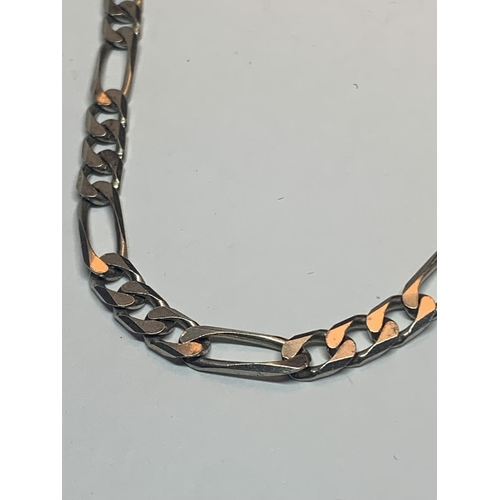 523 - A SILVER FIGARO NECKLACE LENGTH 20 INCHES