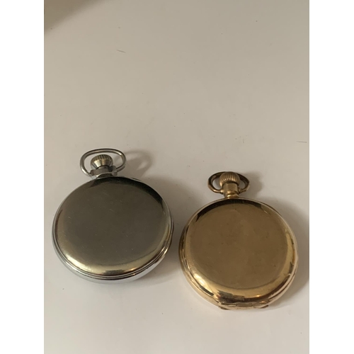 598 - TWO POCKET WATCHES ONE GOLD PLATED