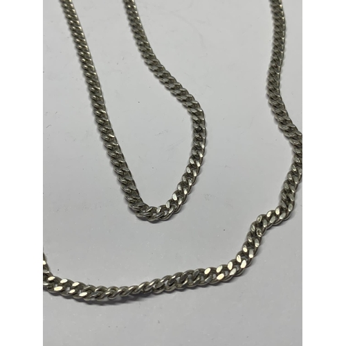 604 - A SILVER NECKLACE LENGTH 44 INCHES