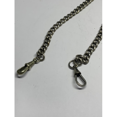 609 - A DOUBLE ALBERT WATCH CHAIN AND FOB