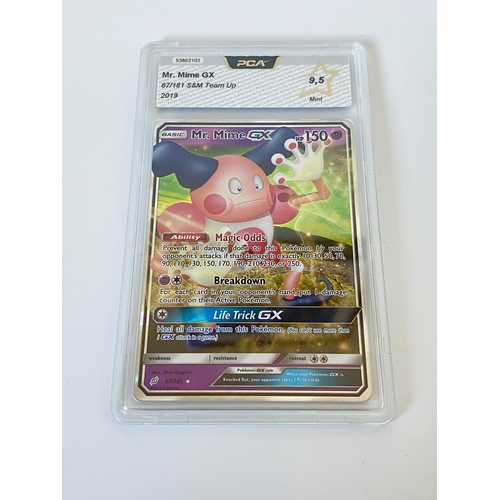 101 - A GRADED POKEMON CARD - MR. MIME GX 67/181 S&M TEAM UP - PCA GRADE - 9.5