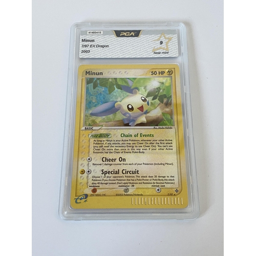 102 - A GRADED POKEMON CARD -MINUN 7/97 EX DRAGON - PCA GRADE - 9