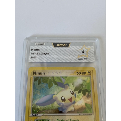 102 - A GRADED POKEMON CARD -MINUN 7/97 EX DRAGON - PCA GRADE - 9