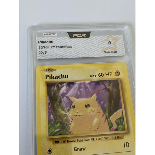 113 - A GRADED POKEMON CARD -PIKACHU 35/108 XY EVOLUTIONS - PCA GRADE - 9