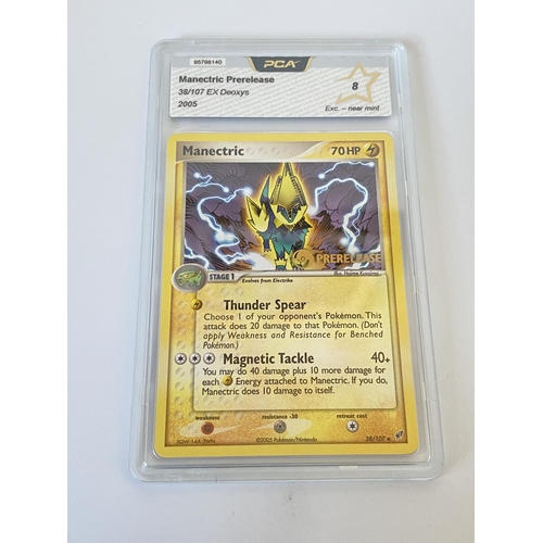 114 - A GRADED POKEMON CARD -MANECTRIC 38/107 EX DEOXYS - PCA GRADE - 8