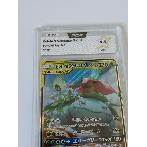 126 - A JAPANESE GRADED POKEMON CARD -CELEBI & VENUSAUR GX001/095 TAG BOLT - PCA GRADE - 9.5