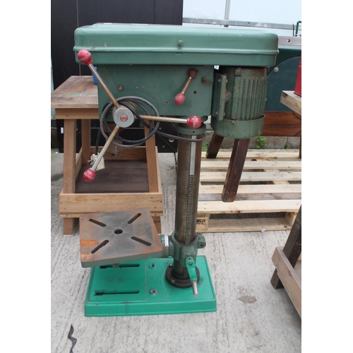 1 - PILLAR DRILL WITH 4 LEGGED WOODEN BENCH  NO VAT