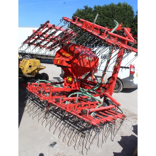 184 - EINBOCK 6M GRASS HARROWS WITH SEEDER OLD IN GOOD CONDITION THE CABLE IS IN THE OFFICE HOWEVER IT NEE... 