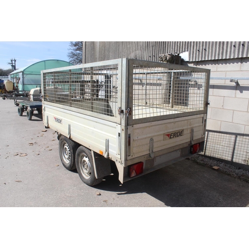 206 - ERDE TWIN AXLE TIPPING TRAILER WITH CAGE SIDES MANUAL & ELECTRIC NO VAT