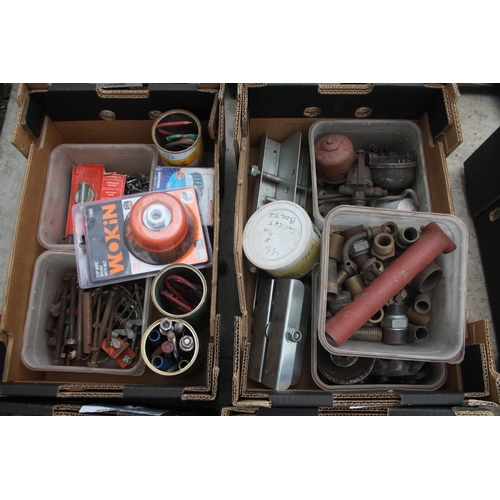 24 - 4 BOXES OF VARIOUS TOOLS INCLUDING 2 GREASE GUNS, GRINDING DISCS ETC.  NO VAT