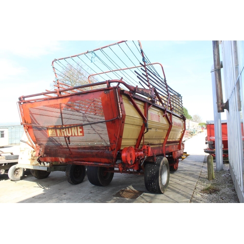 248 - A KRONE TURBO - 2900 FORAGE WAGON NEW FLOORING  NEW WHEELS & TYRES IN WORKING ORDER PTO TO BE COLLEC... 