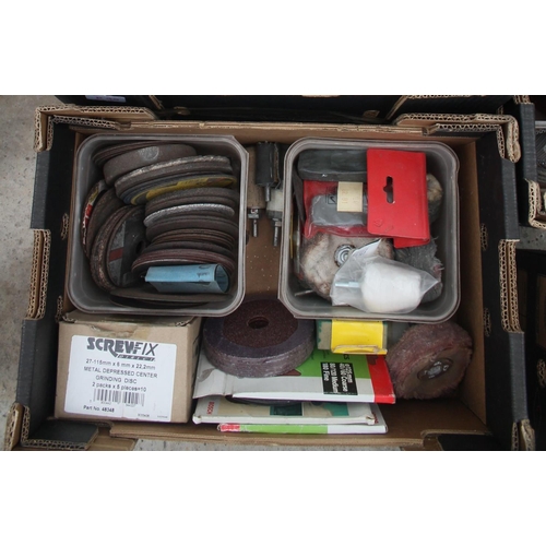 30 - 3 BOXES OF VARIOUS TOOLS INCLUDING GRINDING DISCS, NUTS AND BOLTS ETC  NO VAT