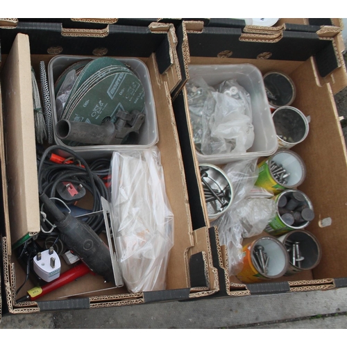 31 - 3 BOXES OF VARIOUS TOOLS INCLUDING GRINDING DISCS, NUTS AND BOLTS ETC  NO VAT