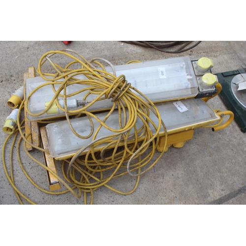 385 - 2  110V SITE LIGHTS AND CABLES  NO VAT