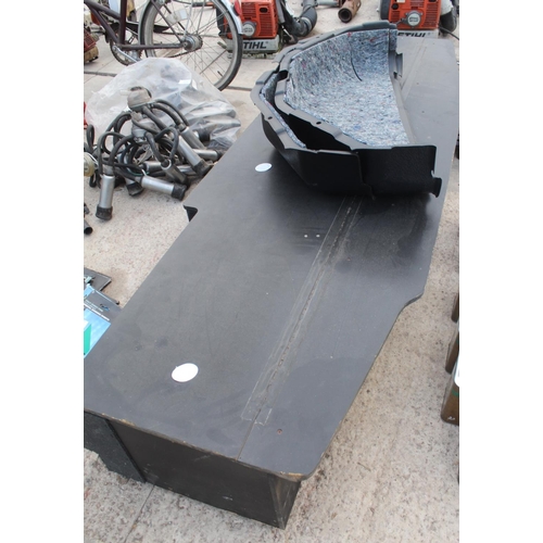 502 - TWO PLASTIC WHEEL ARCHES AND A WOODEN VEHICLE PARCEL SHELF NO VAT