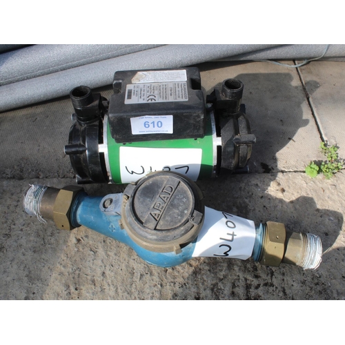 610 - SALAMANDER WATER PUMP AND WATER METER  NO VAT